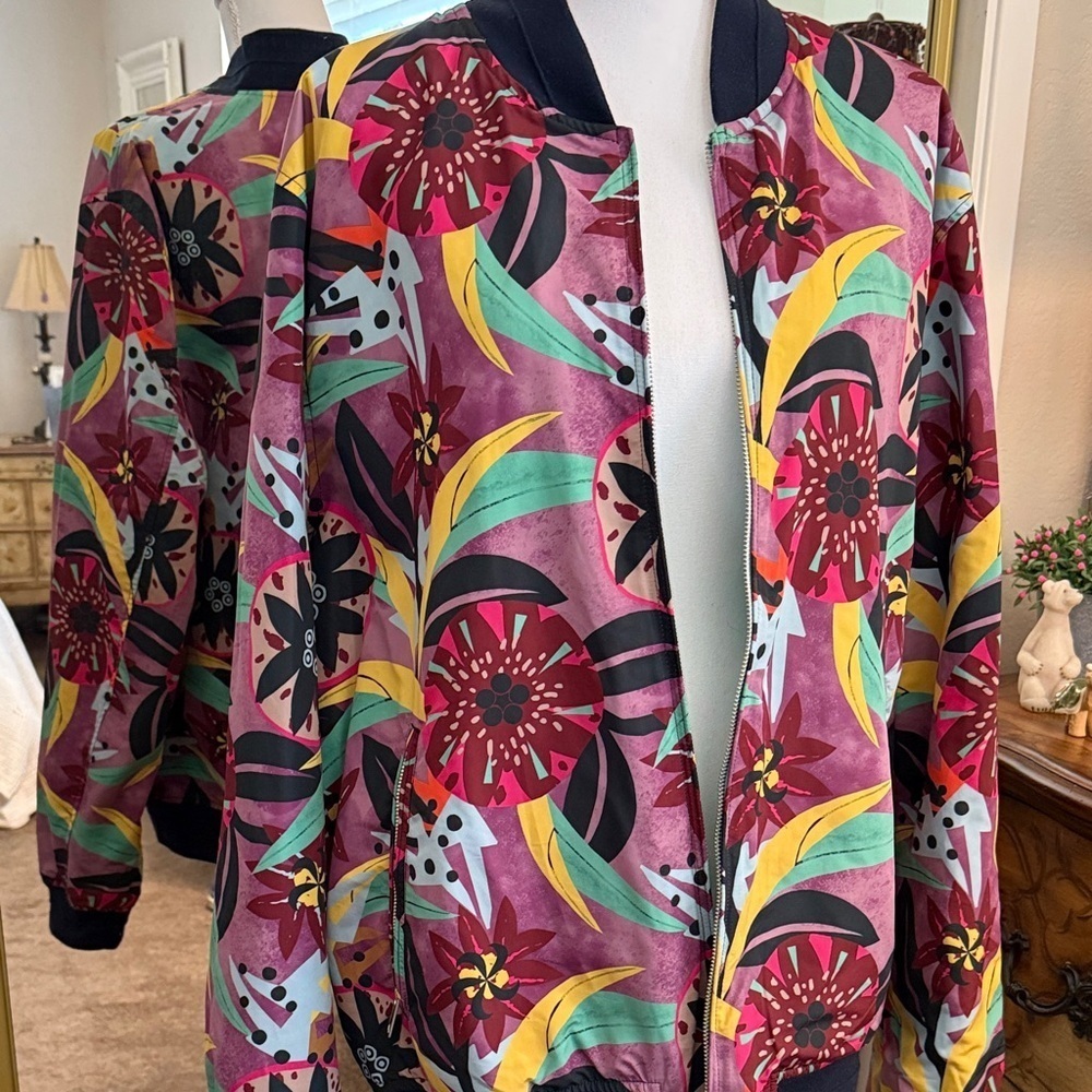 Scotch & Soda Reversible Bomber Jacket Mint Green & Floral 2-in-1 - Picture 2 of 14